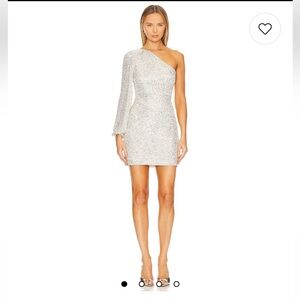WHITE AND SILVER SEQUIN MINI DRESS